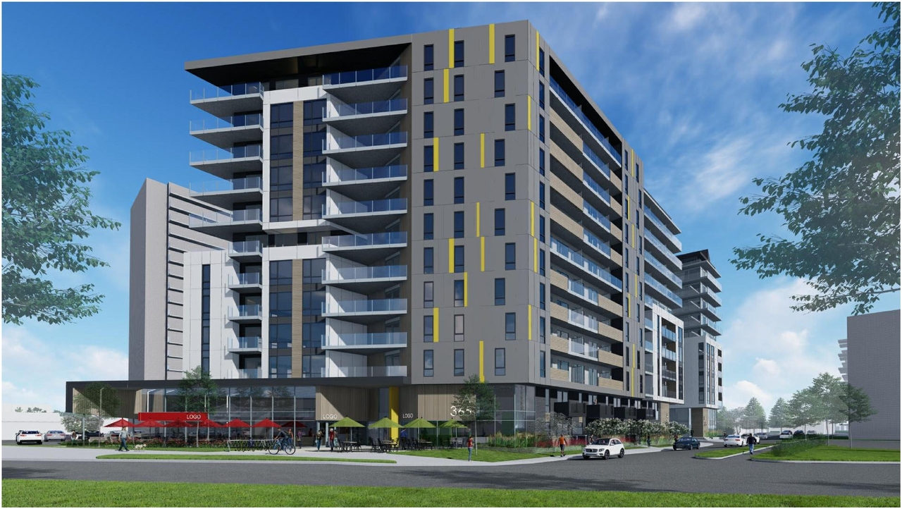 Rendering of building from page 53 of the file '2022-01-25 - Site & Floor Plans - D07-12-20-0041'