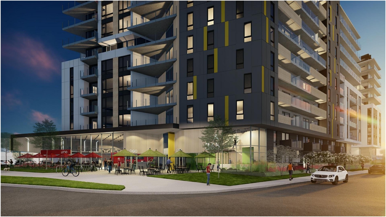 Rendering of building from page 64 of the file '2022-01-25 - Site & Floor Plans - D07-12-20-0041'