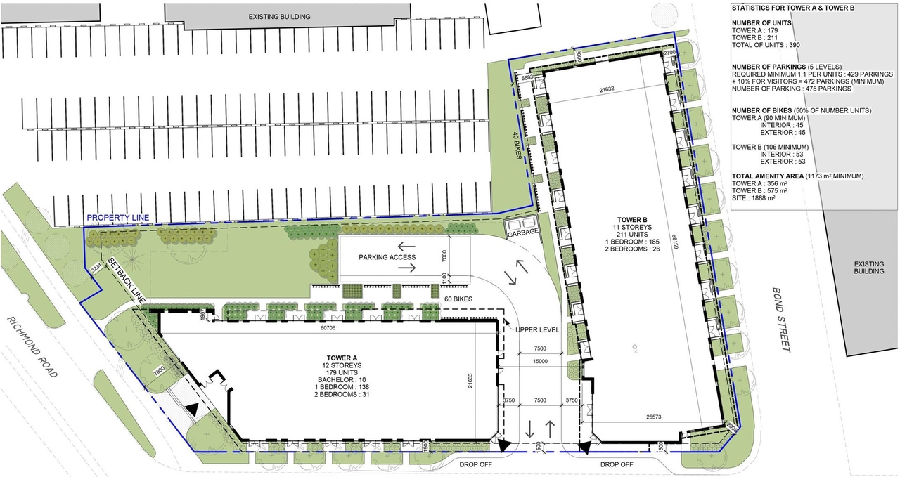 Construction site plan for project from page 4 of the file '2021-06-23 - Floor Plans and Elevations (2021-05-28) - D07-12-20-0041'