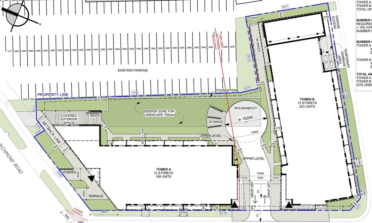 Construction site plan for project from page 4 of the file '2021-06-23 - Floor Plans and Elevations (2021-05-28) - D07-12-20-0041'