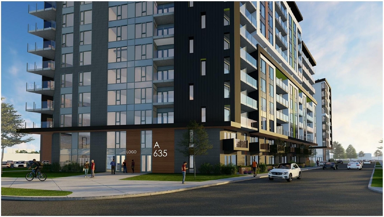 Rendering of building from page 6 of the file '2021-06-23 - Floor Plans and Elevations (2021-05-28) - D07-12-20-0041'
