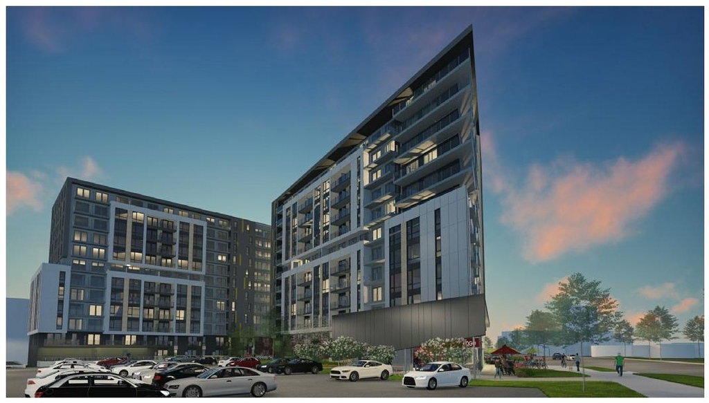 Rendering of building from page 9 of the file '2021-06-23 - Floor Plans and Elevations (2021-05-28) - D07-12-20-0041'