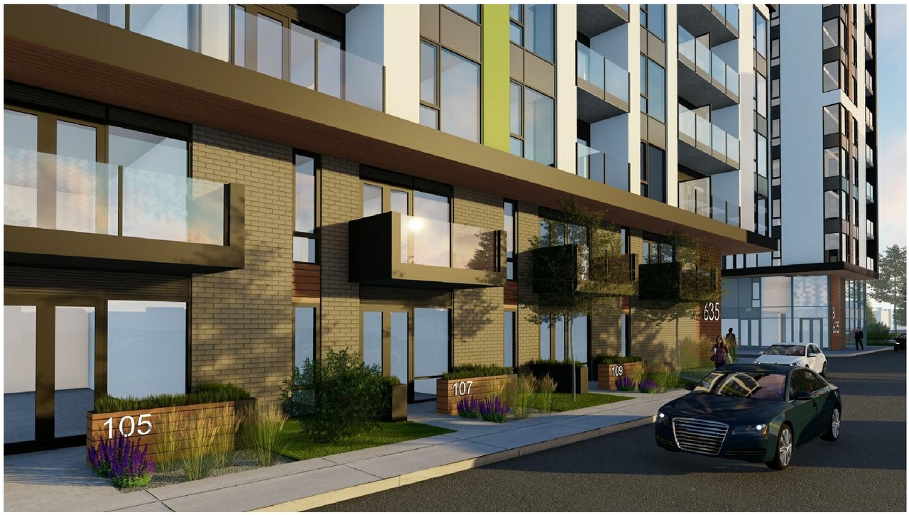 Rendering of building from page 9 of the file '2021-06-23 - Floor Plans and Elevations (2021-05-28) - D07-12-20-0041'