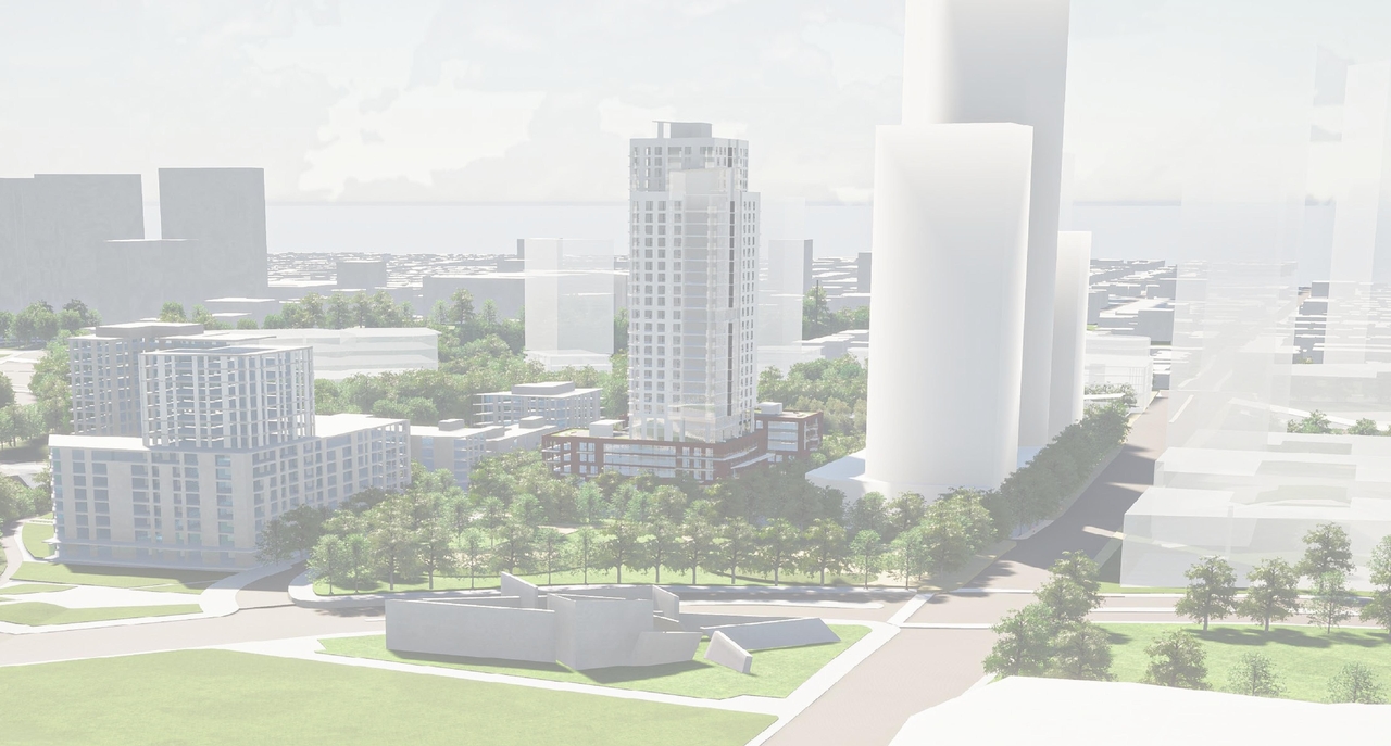 Rendering of building from page 3 of the file '2020-06-04 - Design Brief - D07-12-20-0074'