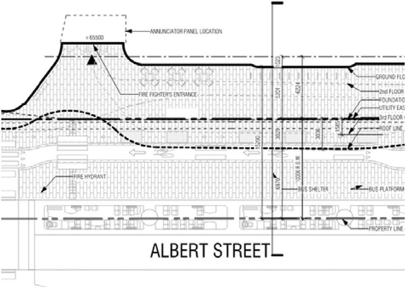 Construction site plan for project from page 46 of the file '2020-06-08 - Design Brief - D07-12-20-0077'