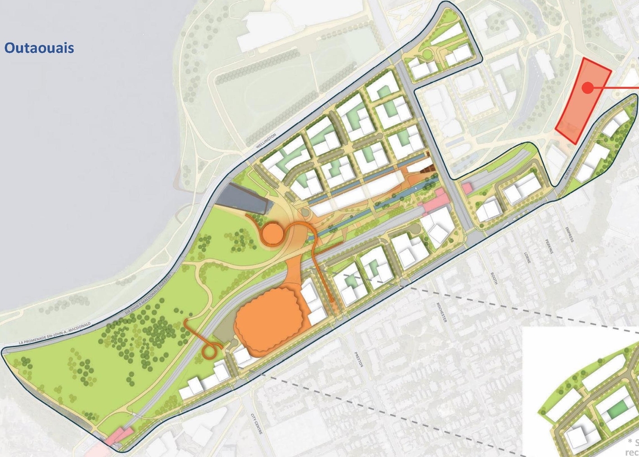 Construction site plan for project from page 8 of the file '2020-08-05 - Joint Design Review Panel - August 5 - Design Brief FR - D07-12-20-0077'
