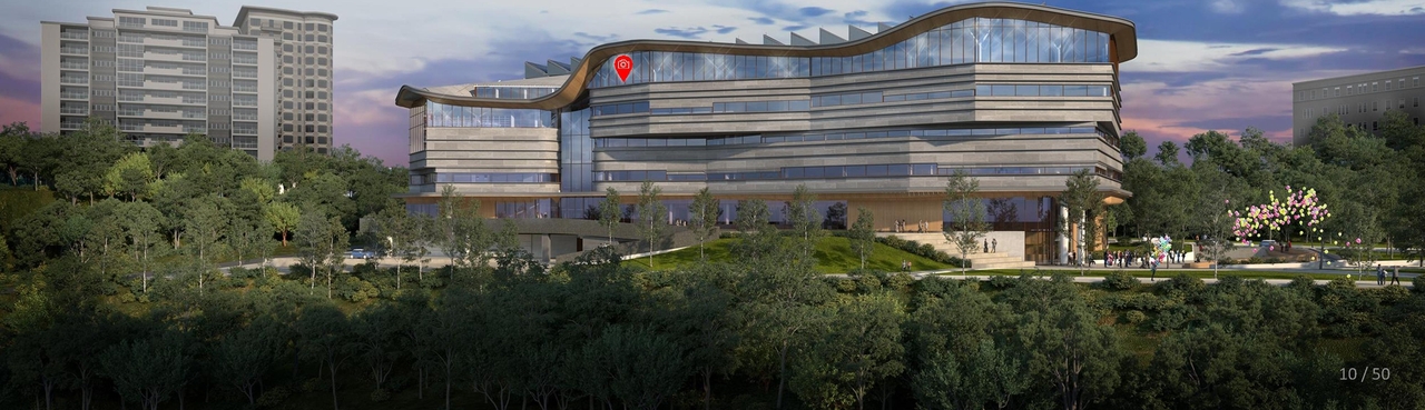 Rendering of building from page 10 of the file '2020-08-05 - Joint Design Review Panel - August 5 - Design Brief FR - D07-12-20-0077'