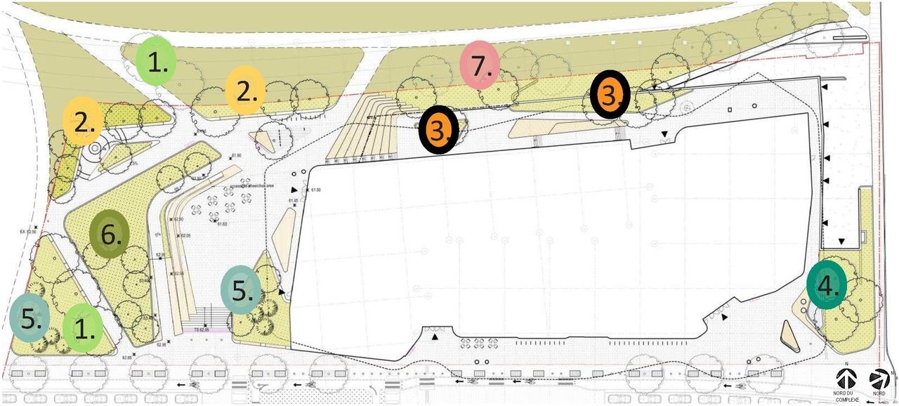 Construction site plan for project from page 29 of the file '2020-08-05 - Joint Design Review Panel - August 5 - Design Brief FR - D07-12-20-0077'