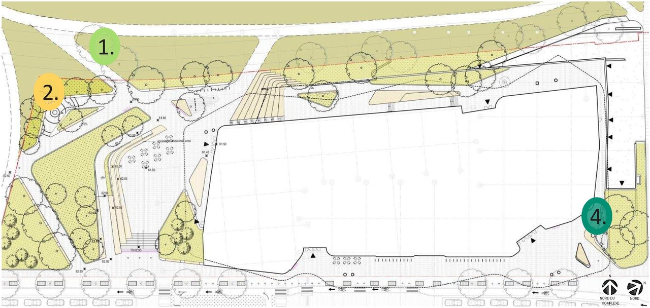 Construction site plan for project from page 30 of the file '2020-08-05 - Joint Design Review Panel - August 5 - Design Brief FR - D07-12-20-0077'
