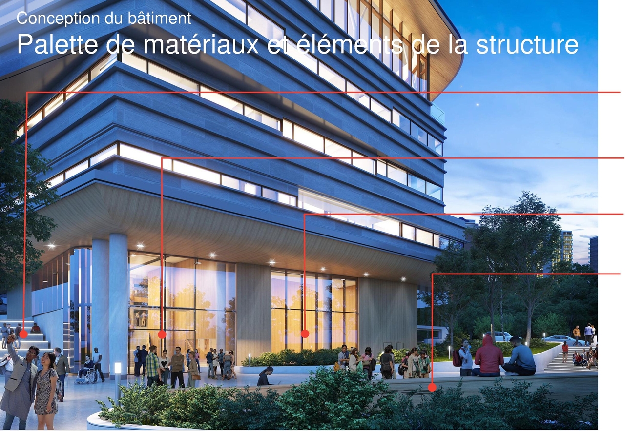 Rendering of building from page 39 of the file '2020-08-05 - Joint Design Review Panel - August 5 - Design Brief FR - D07-12-20-0077'