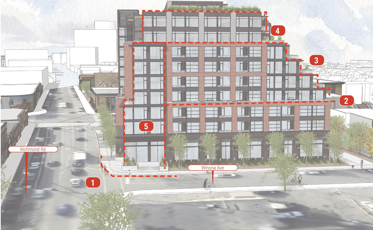 Rendering of building from page 20 of the file '2020-11-25 - Design Brief - Formal UDRP Dec. 4 - D07-12-20-0081'