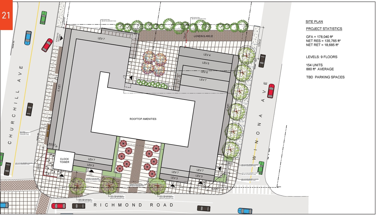 Construction site plan for project from page 21 of the file '2020-11-25 - Design Brief - Formal UDRP Dec. 4 - D07-12-20-0081'