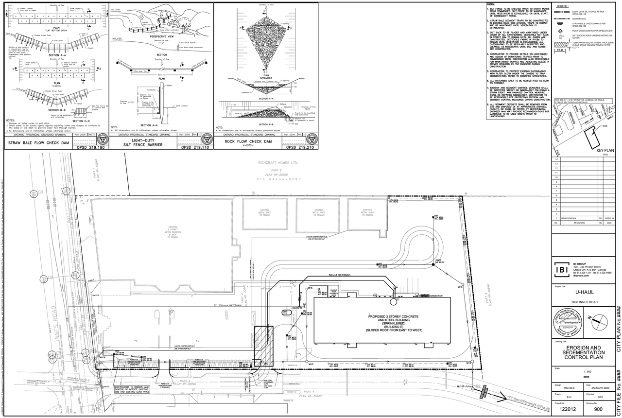 Construction site plan for project from page 50 of the file '03-30-2020 - Engineering Design Brief - D07-12-20-0086'