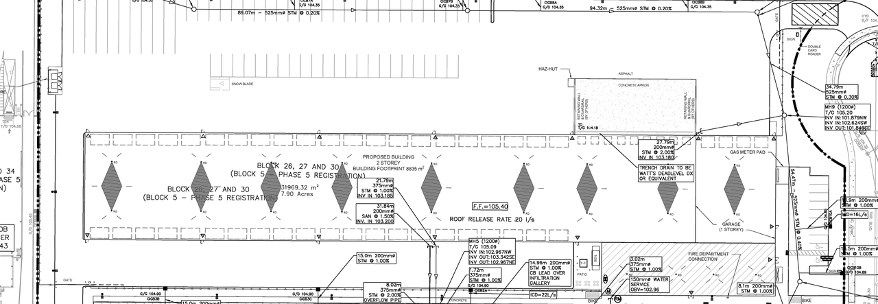 Construction site plan for project from page 54 of the file '2023-06-23 Design Brief D07-12-20-0125'