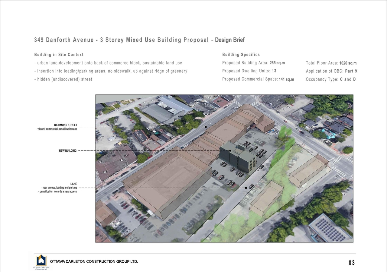 Construction site plan for project from page 3 of the file '2021-03-18 - Design Brief - D07-12-20-0140'