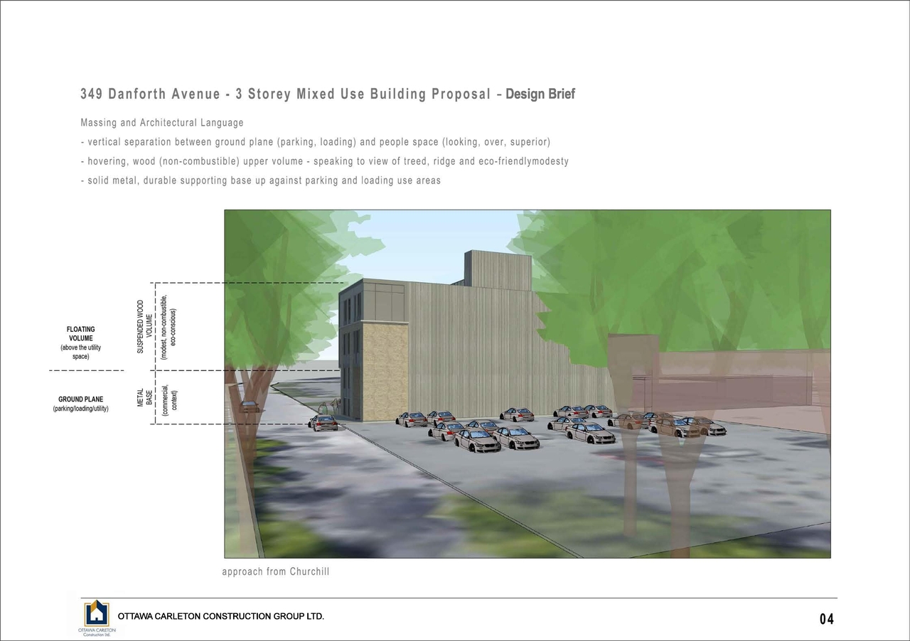 Rendering of building from page 4 of the file '2021-03-18 - Design Brief - D07-12-20-0140'