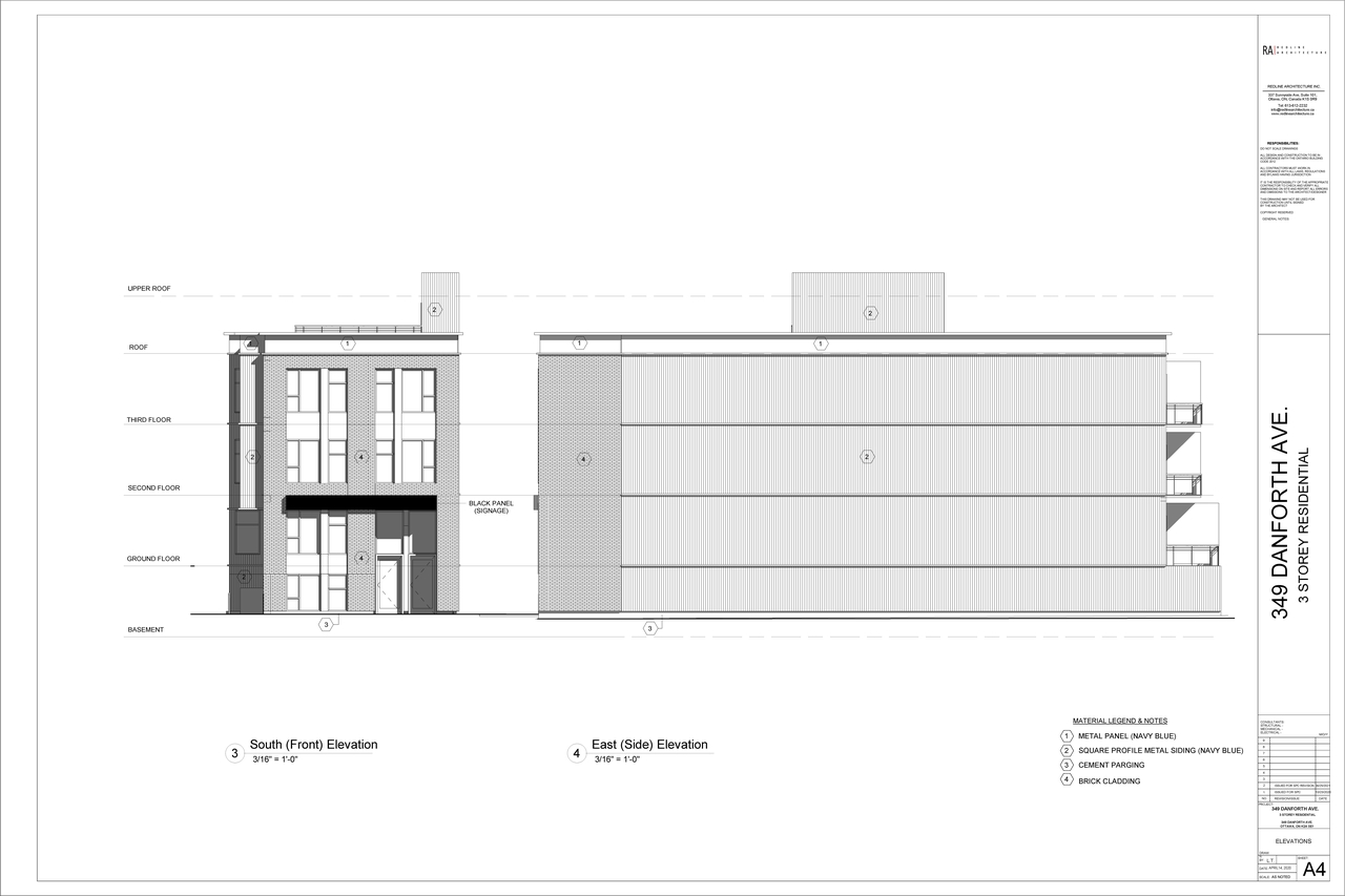 Rendering of building from page 4 of the file '2021-06-15 - Revised Floor Plans and Elevations - D07-12-20-0140'
