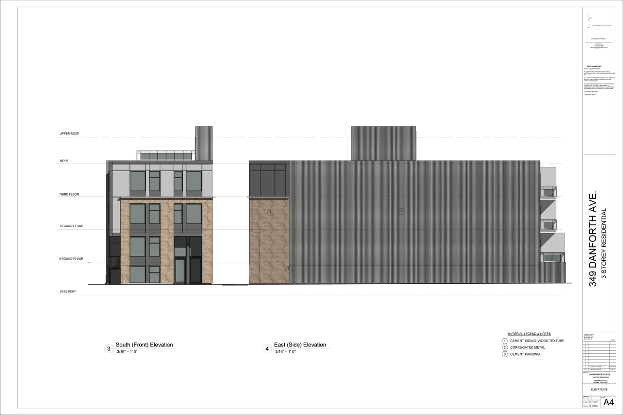 Rendering of building from page 4 of the file '2021-03-18 - Floor Plans and Elevations - D07-12-20-0140'