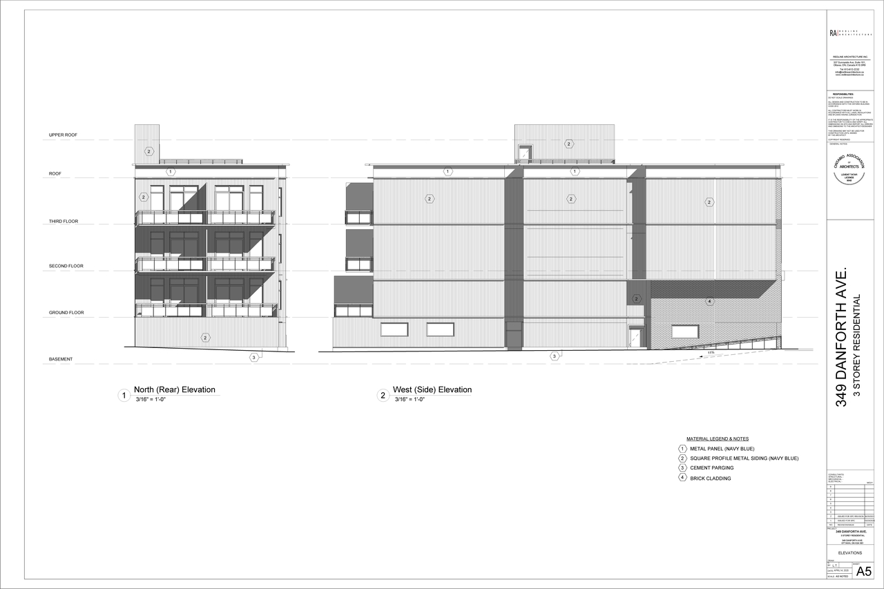 Rendering of building from page 5 of the file '2021-09-09 - Floor Plans and Elevations - D07-12-20-0140'