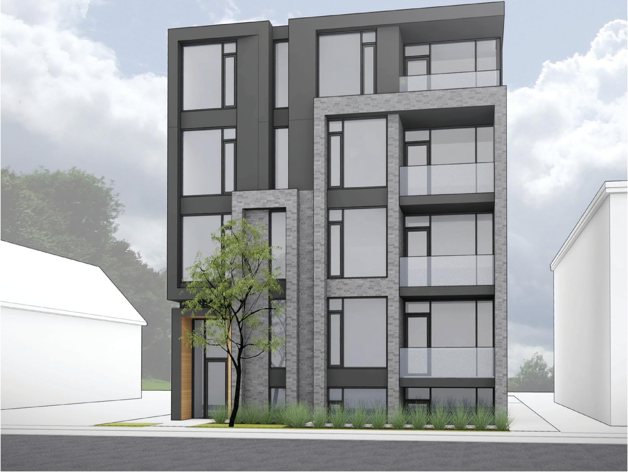 Rendering of building from page 14 of the file '2020-11-04 - Design Brief - D07-12-20-0142'