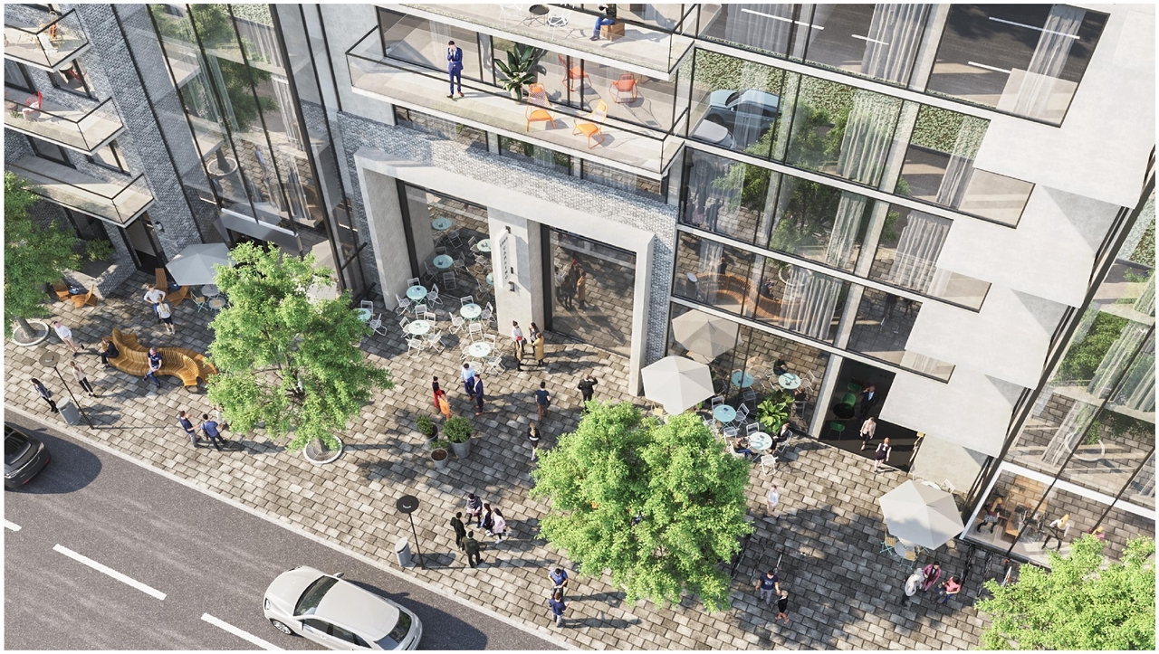 Rendering of building from page 21 of the file 'December 2020 - Urban Design Review Package - D07-12-20-0146'