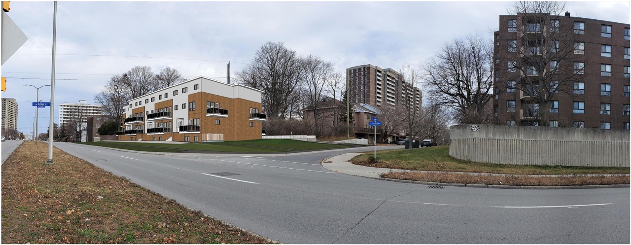 Rendering of building from page 4 of the file '2020-11-23 - Addendum 2 to Planning Rationale Design Brief - D07-12-20-0163'