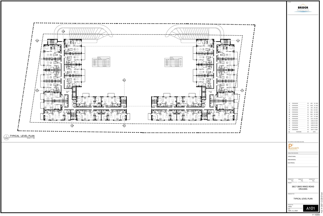 Floor plan for project from page 1 of the file '2022-06-14 - Typical Floor Plan 2nd and 3rd Floor - D07-12-20-0164'