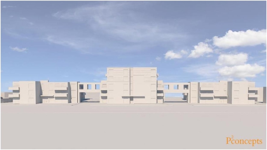 Rendering of building from page 12 of the file '2021-04-28 - Design Brief - D07-12-20-0164'