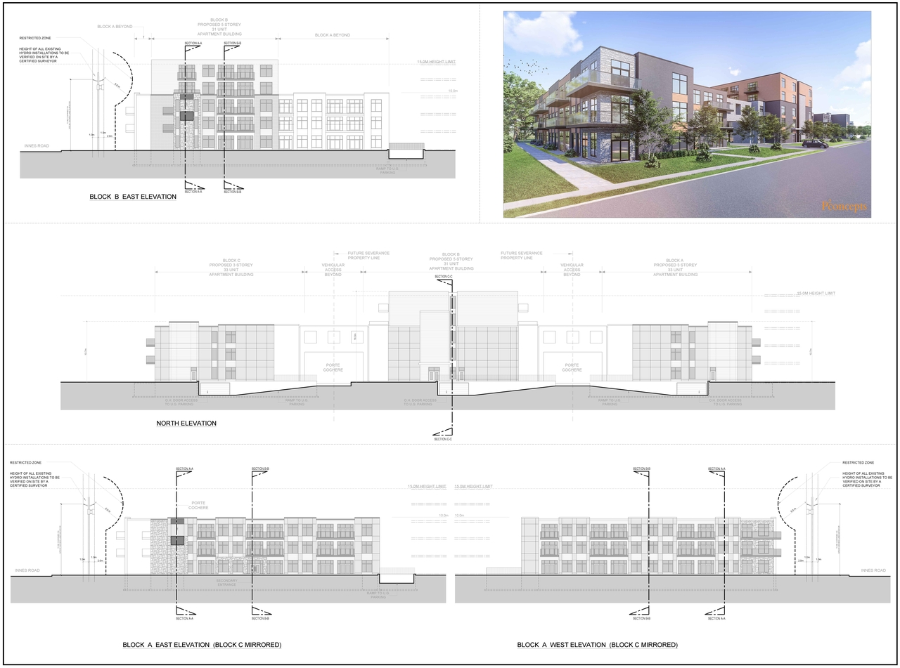 Rendering of building from page 27 of the file '2021-04-28 - Design Brief - D07-12-20-0164'