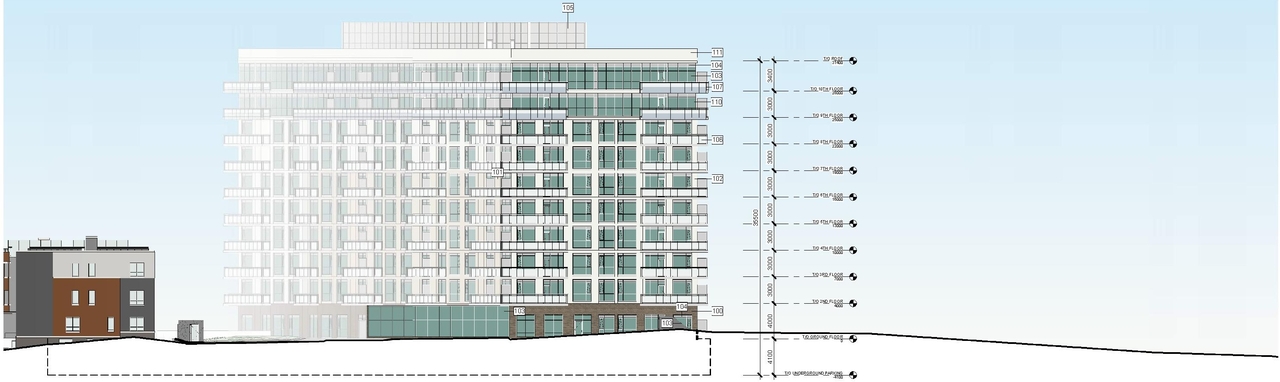 Rendering of building from page 13 of the file '2020-12-07 - Design Brief - D07-12-20-0171'