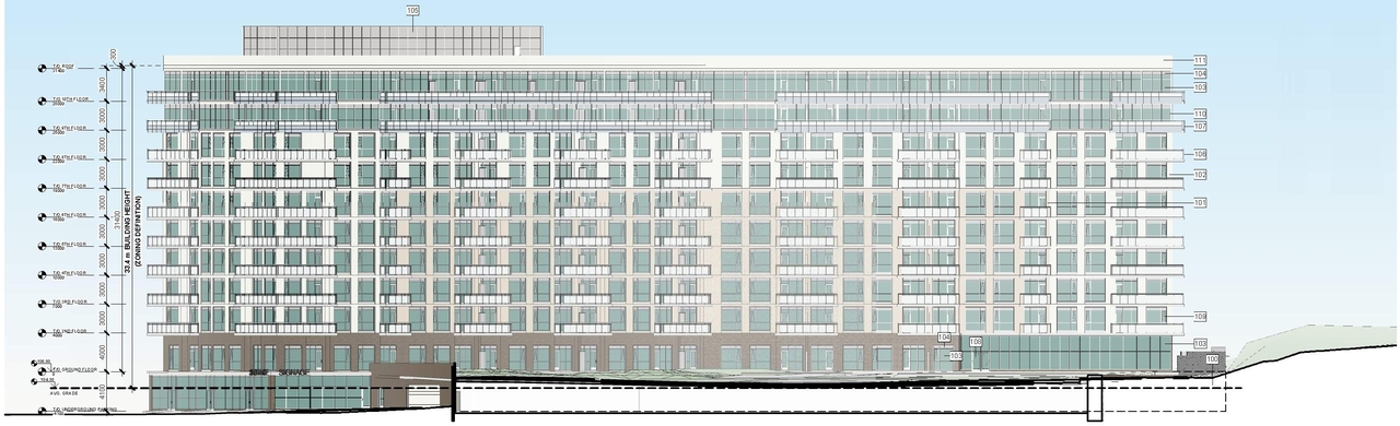 Rendering of building from page 14 of the file '2020-12-07 - Design Brief - D07-12-20-0171'