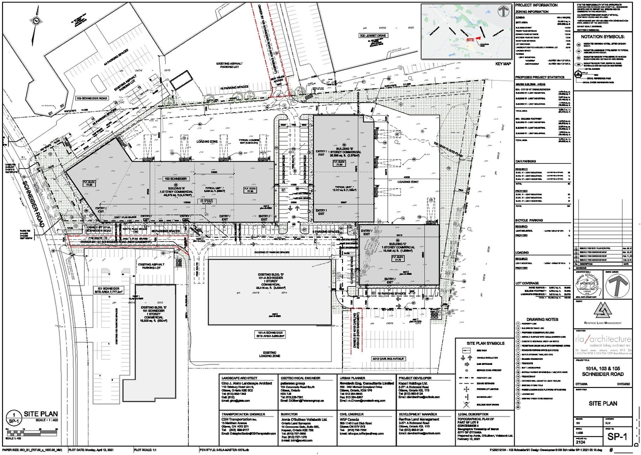 Construction site plan for project from page 4 of the file '2021-04-13 - Design Brief - D07-12-21-0044'