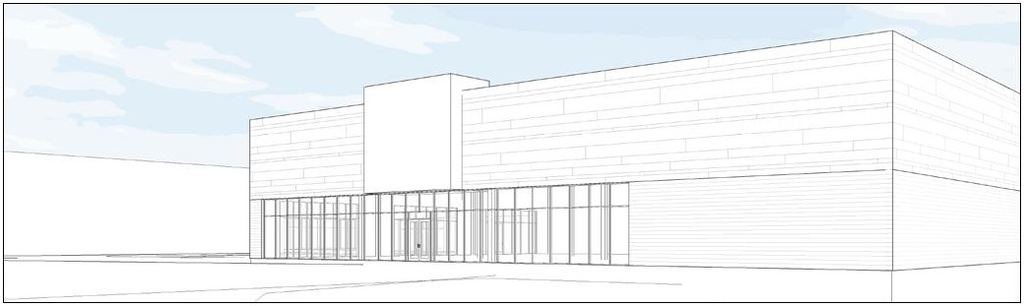 Rendering of building from page 6 of the file '2021-04-13 - Design Brief - D07-12-21-0044'