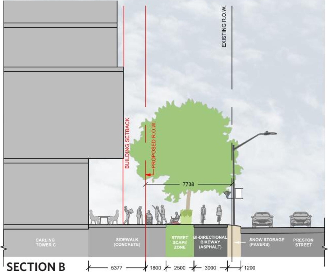 Construction site plan for project from page 40 of the file '2021-08-06 - Revised Design Brief and Planning Rationale - D07-12-21-0059'
