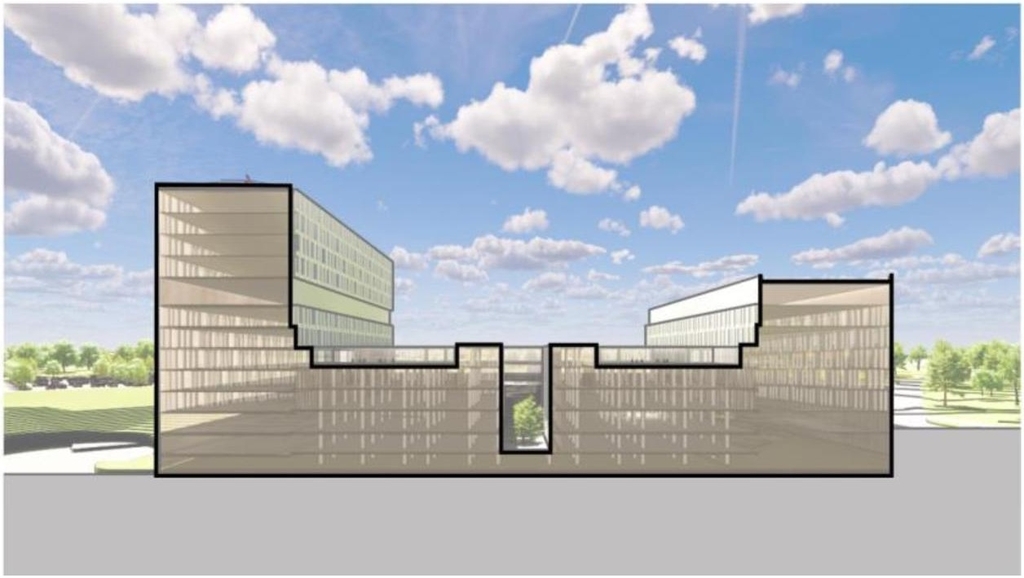 Rendering of building from page 48 of the file '2021-10-28 - APPROVED Design Brief and Planning Rationale - D07-12-21-0059'