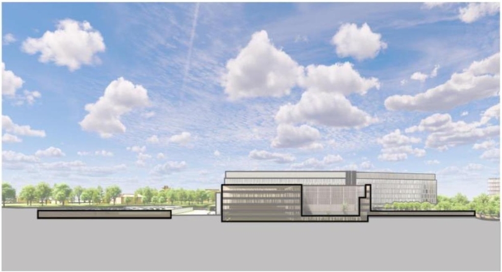 Rendering of building from page 49 of the file '2021-10-28 - APPROVED Design Brief and Planning Rationale - D07-12-21-0059'