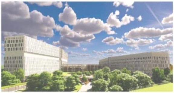 Rendering of building from page 50 of the file '2021-10-28 - APPROVED Design Brief and Planning Rationale - D07-12-21-0059'