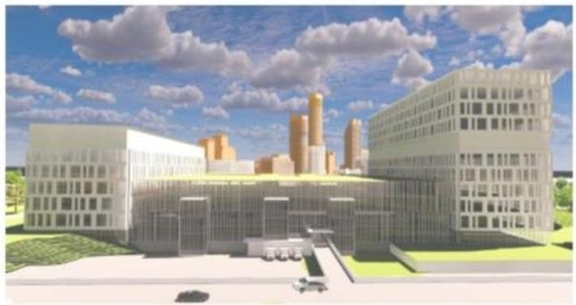 Rendering of building from page 50 of the file '2021-10-28 - APPROVED Design Brief and Planning Rationale - D07-12-21-0059'