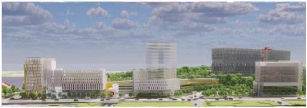 Rendering of building from page 51 of the file '2021-10-28 - APPROVED Design Brief and Planning Rationale - D07-12-21-0059'