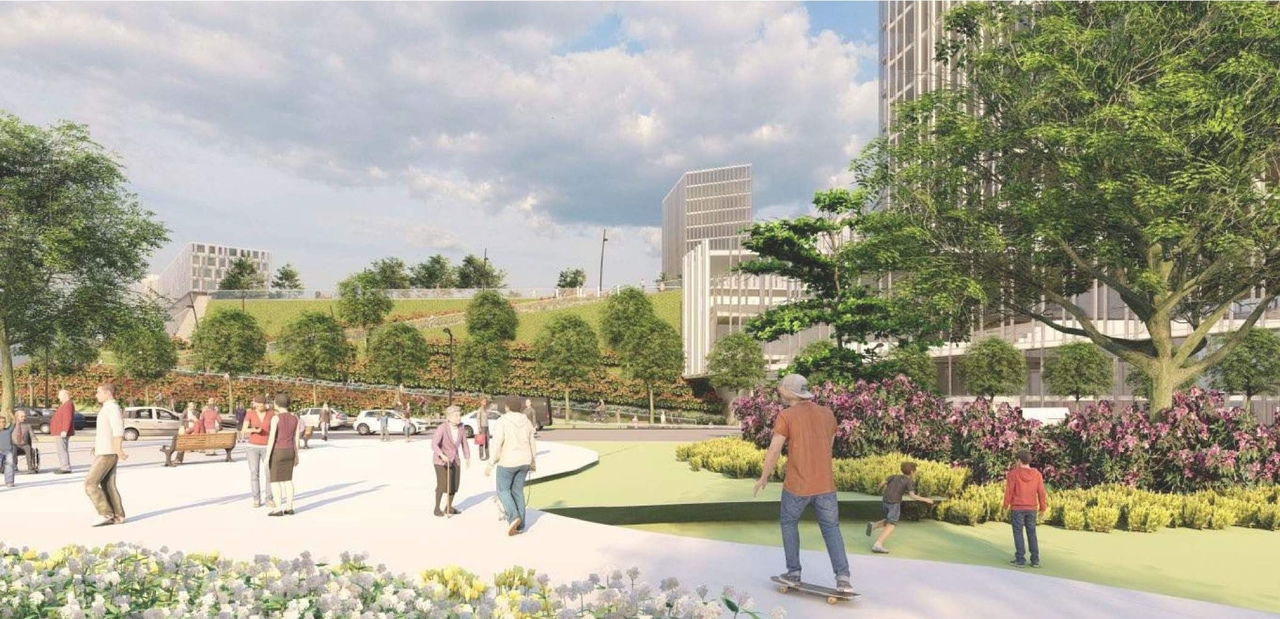 Rendering of building from page 34 of the file '2021-06-04 - Urban Design Review Panel Formal Package - D07-12-21-0059'