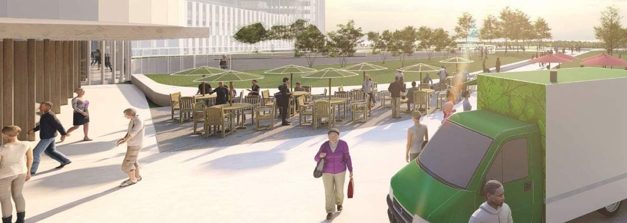 Rendering of building from page 41 of the file '2021-06-04 - Urban Design Review Panel Formal Package - D07-12-21-0059'