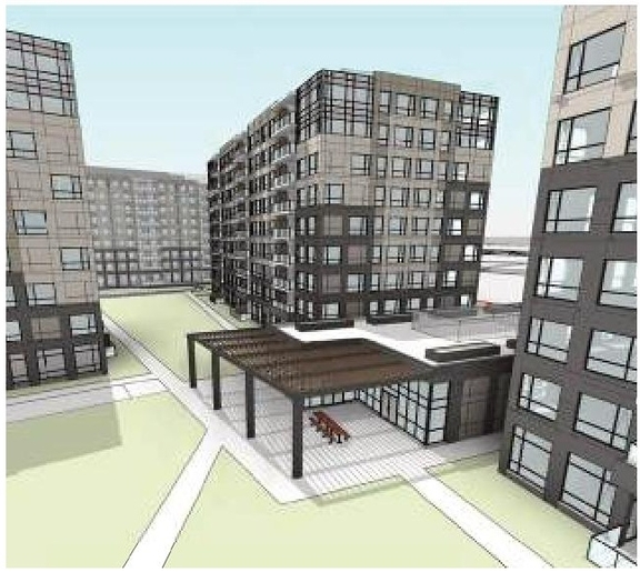 Rendering of building from page 3 of the file '2021-05-18 - Urban Design Brief - D07-12-21-0062'