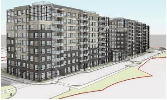 Rendering of building from page 13 of the file '2021-05-18 - Urban Design Brief - D07-12-21-0062'