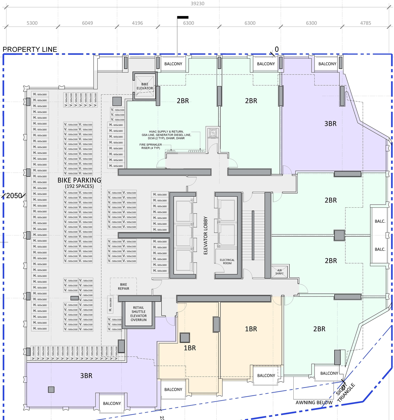 Floor plan for project from page 10 of the file '2023-05-05 - Statistics, Floor, Sections, Elevations, Views Plans - D07-12-21-0067'