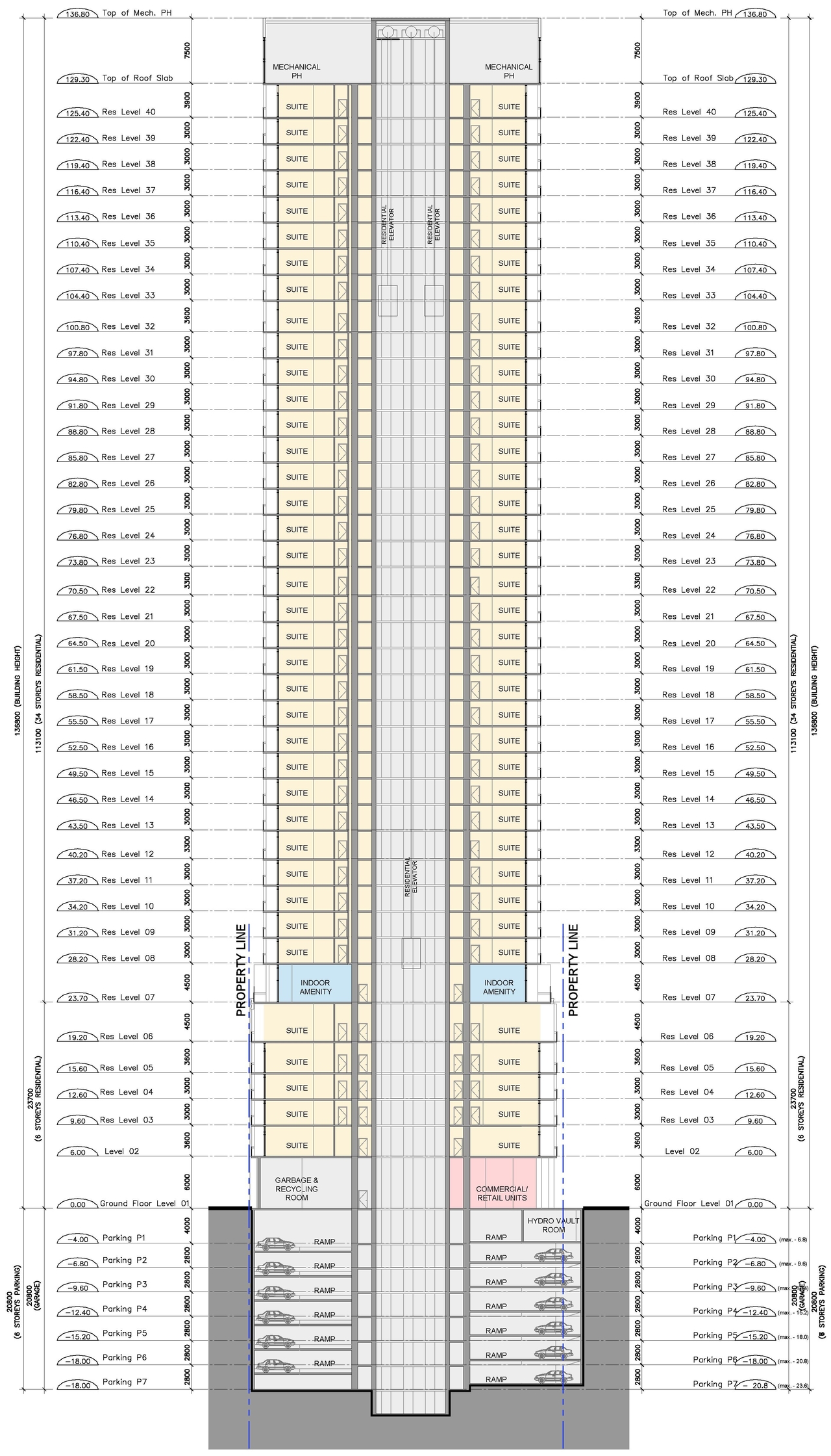 Floor plan for project from page 20 of the file '2023-05-05 - Statistics, Floor, Sections, Elevations, Views Plans - D07-12-21-0067'