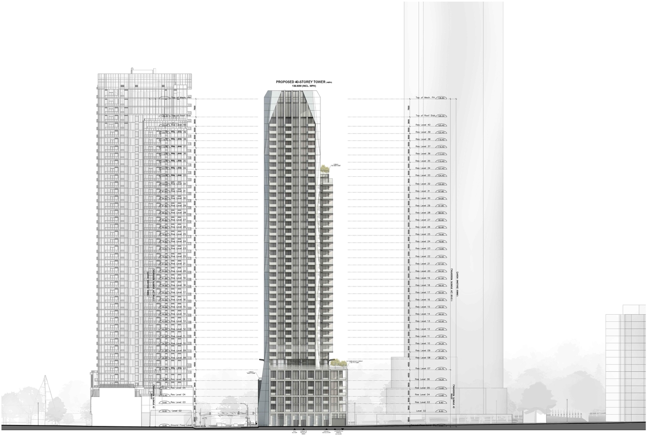 Rendering of building from page 22 of the file '2023-05-05 - Statistics, Floor, Sections, Elevations, Views Plans - D07-12-21-0067'