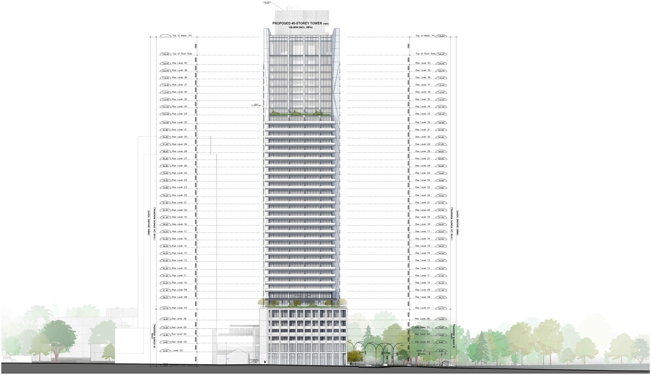 Rendering of building from page 24 of the file '2023-05-05 - Statistics, Floor, Sections, Elevations, Views Plans - D07-12-21-0067'