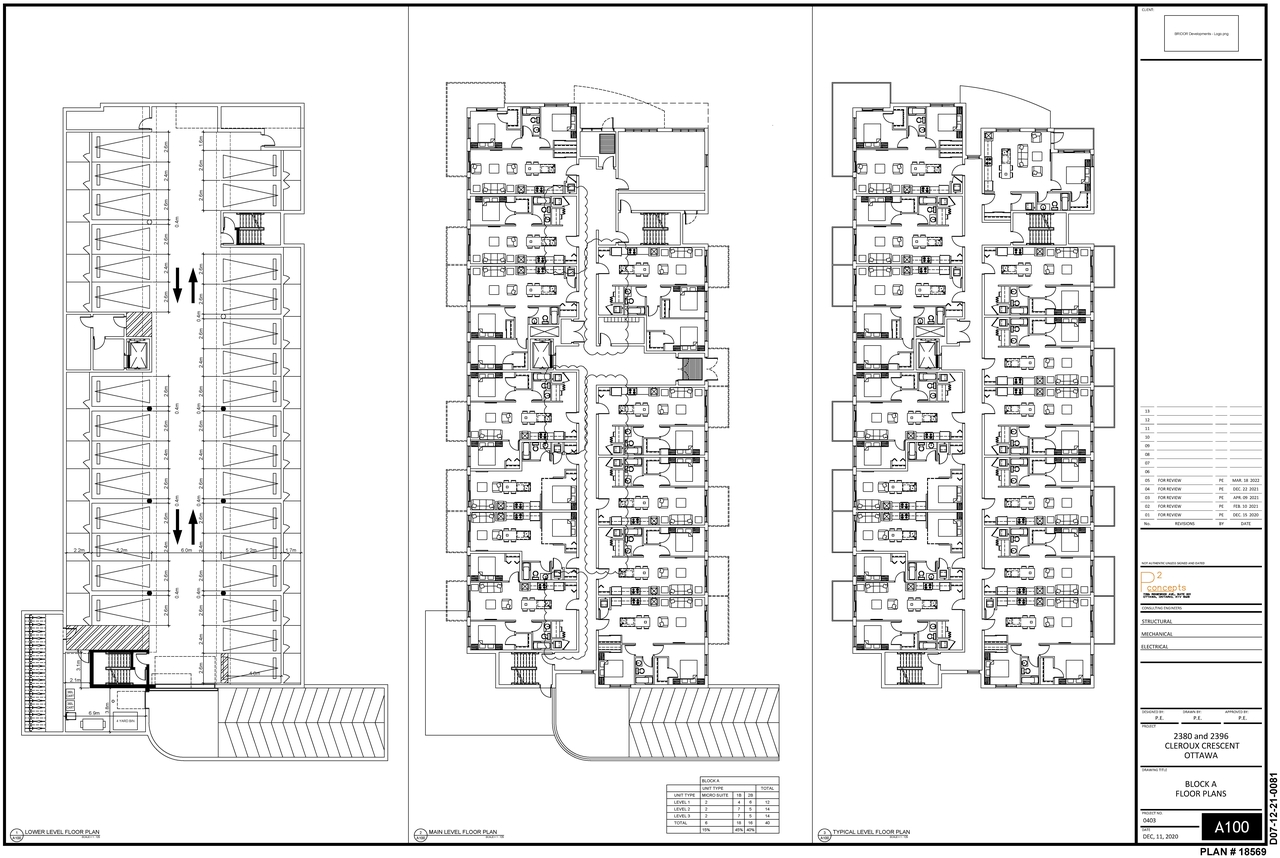 Floor plan for project from page 1 of the file '2022-04-13 - Block A Floor Plans Parking Plan - D07-12-21-0081'