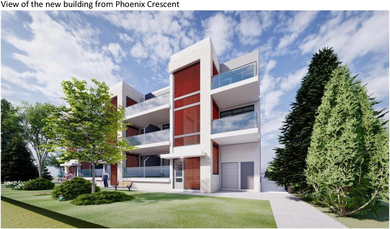 Rendering of building from page 11 of the file '2021-06-16 - Design Brief - D07-12-21-0084'