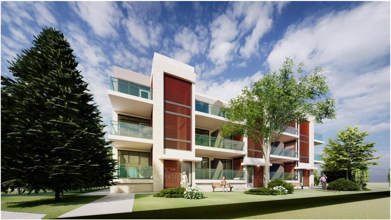 Rendering of building from page 12 of the file '2021-06-16 - Design Brief - D07-12-21-0084'